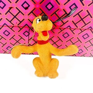 Vintage Flocked Christmas Pluto On Back Feet Walt Disney Productions Hong Kong